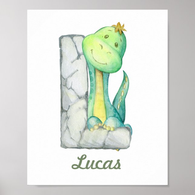 Anpassningsbar Baby Nursery Decor Cute Dinosaur Br Poster (Framsidan)