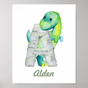 Anpassningsbar Baby Nursery Decor Cute Dinosaur Br Poster