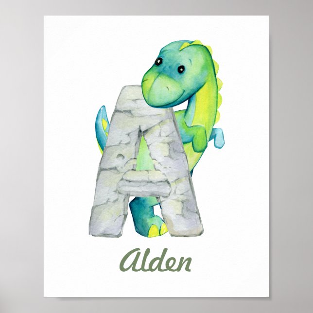 Anpassningsbar Baby Nursery Decor Cute Dinosaur Br Poster (Framsidan)