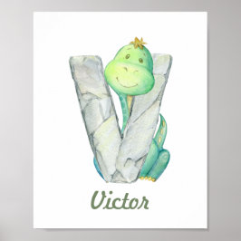 Anpassningsbar Baby Nursery Decor Cute Dinosaur Br Poster