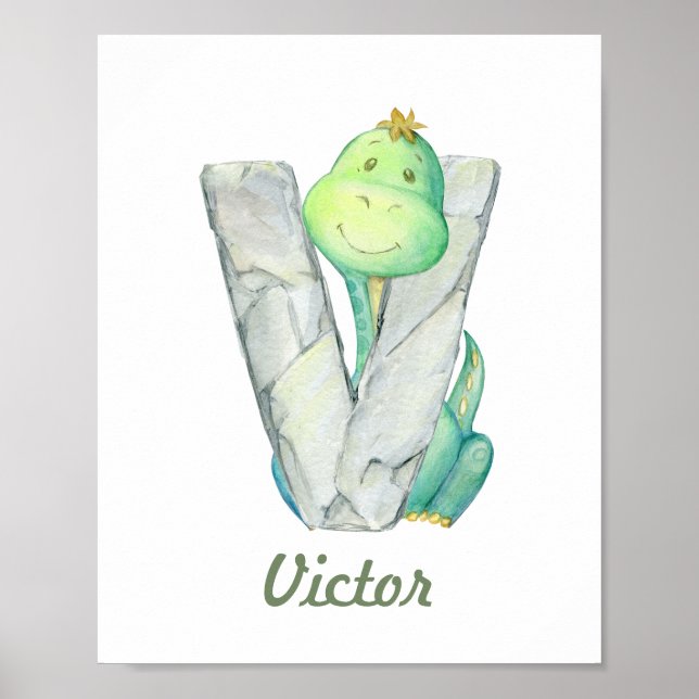 Anpassningsbar Baby Nursery Decor Cute Dinosaur Br Poster (Framsidan)