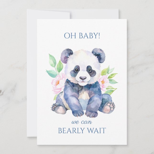 Anpassningsbar Baby Panda Baby Shower Inbjudningar (Framsida)