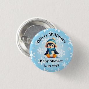 Anpassningsbar Baby Penguin Baby Shower-knapp Knapp