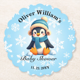 Anpassningsbar Baby Penguin Baby Shower Papper Und Underlägg Papper