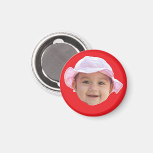 Anpassningsbar Baby Photo, Baby Photo Ansikte Red Magnet