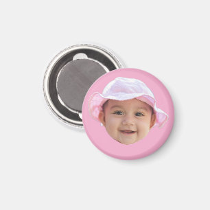 Anpassningsbar Baby Photo, Baby Photo Ansikte Rosa Magnet