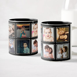 Anpassningsbar Baby Photo Collage Elegant Modern B Två-Tonad Mugg