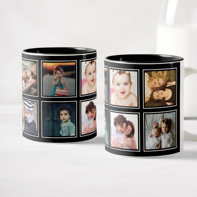 Anpassningsbar Baby Photo Collage Elegant Modern B Två-Tonad Mugg (Skapare uppladdad)