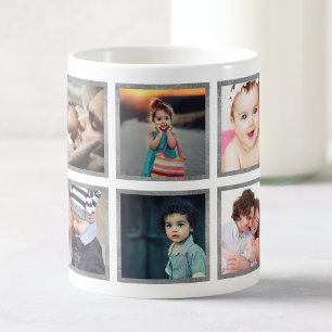 Anpassningsbar Baby Photo Collage Elegant Silver Kaffemugg