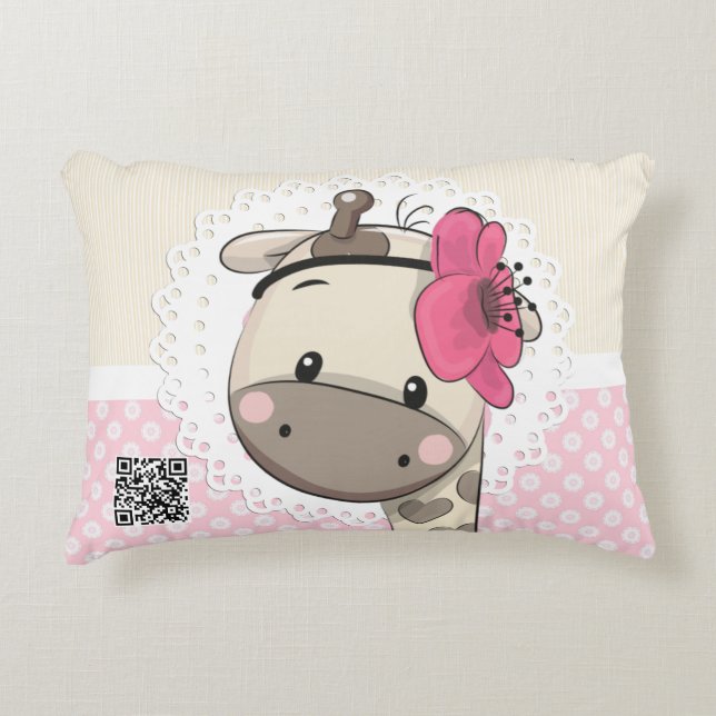 Anpassningsbar Baby Rosa Giraffe Access Pillow Prydnadskudde (Framsidan)