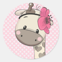 Anpassningsbar Baby Rosa Giraffe Classic Round Sti