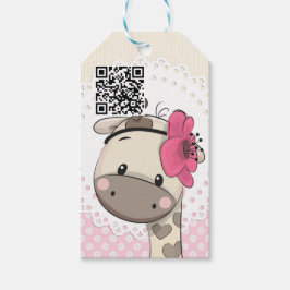 Anpassningsbar Baby Rosa Giraffe Gift Märkres Presentetikett