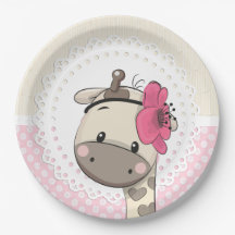 Anpassningsbar Baby Rosa Giraffe Pappra Tallrikar