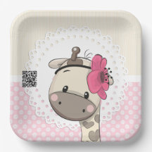 Anpassningsbar Baby Rosa Giraffe Pappra Tallrikar