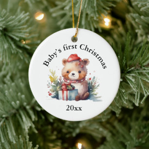 Anpassningsbar Baby:s första julklappsgåvor Julgransprydnad Keramik