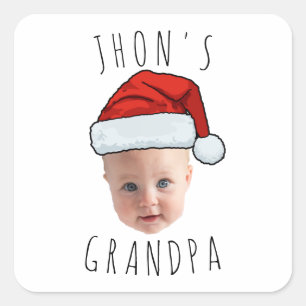 Anpassningsbar Baby Santa Hat-julfoto i Ansikte Fyrkantigt Klistermärke