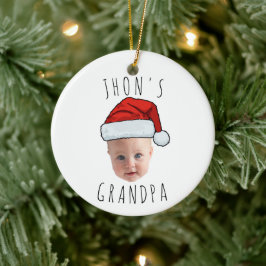 Anpassningsbar Baby Santa Hat-julfoto i Ansikte Julgransprydnad Keramik
