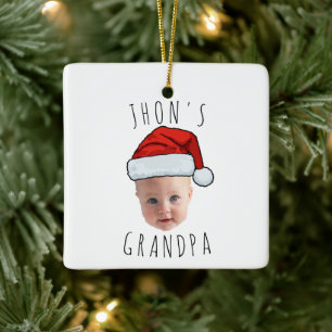 Anpassningsbar Baby Santa Hat-julfoto i Ansikte Julgransprydnad Keramik