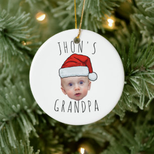 Anpassningsbar Baby Santa Hat-julfoto i Ansikte Julgransprydnad Keramik