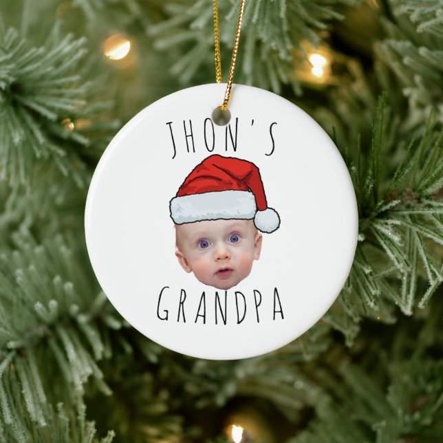 Anpassningsbar Baby Santa Hat-julfoto i Ansikte Julgransprydnad Keramik (Träd)