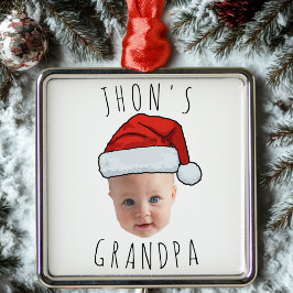 Anpassningsbar Baby Santa Hat-julfoto i Ansikte Julgransprydnad Metall