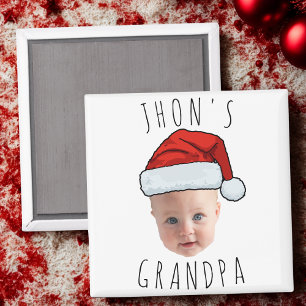 Anpassningsbar Baby Santa Hat-julfoto i Ansikte Magnet