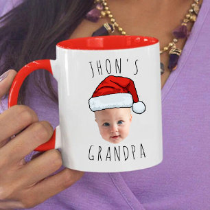 Anpassningsbar Baby Santa Hat-julfoto i Ansikte Mugg