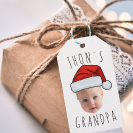 Anpassningsbar Baby Santa Hat-julfoto i Ansikte Presentetikett