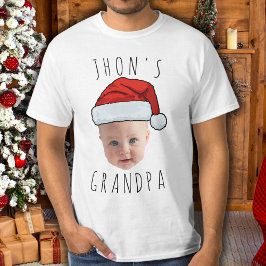 Anpassningsbar Baby Santa Hat-julfoto i Ansikte T Shirt