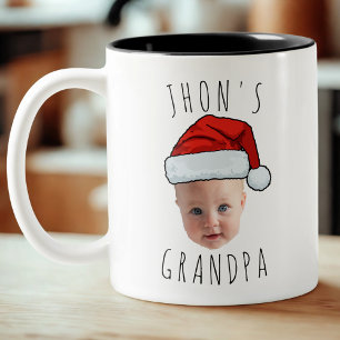 Anpassningsbar Baby Santa Hat-julfoto i Ansikte Två-Tonad Mugg