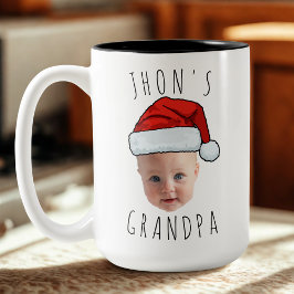 Anpassningsbar Baby Santa Hat-julfoto i Ansikte Två-Tonad Mugg
