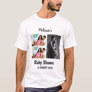 Anpassningsbar Baby Shower 3 Photo Collage T Shirt