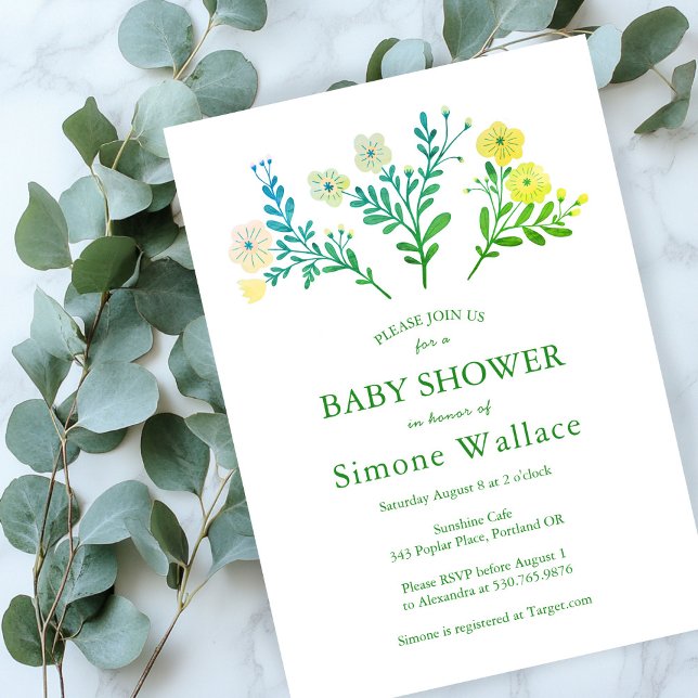 Anpassningsbar BABY SHOWER Elegant Blommigt Chic  Inbjudningar (Dainty Florals Elegant Chic CUSTOM BABY SHOWER Invitation
)