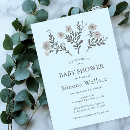 Anpassningsbar BABY SHOWER Elegant Blommigt Chic  Inbjudningar