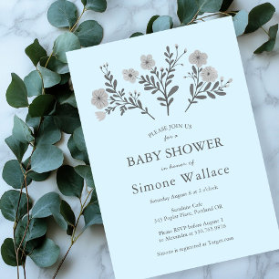 Anpassningsbar BABY SHOWER Elegant Blommigt Chic Inbjudningar