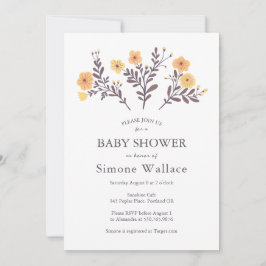 Anpassningsbar BABY SHOWER Elegant Blommigt Chic  Inbjudningar
