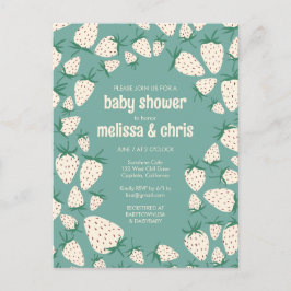 Anpassningsbar BABY SHOWER för vit jordgubbsröntge Inbjudan Vykort