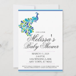 Anpassningsbar Baby Shower Inbjudan, Peacock-inbju Inbjudningar