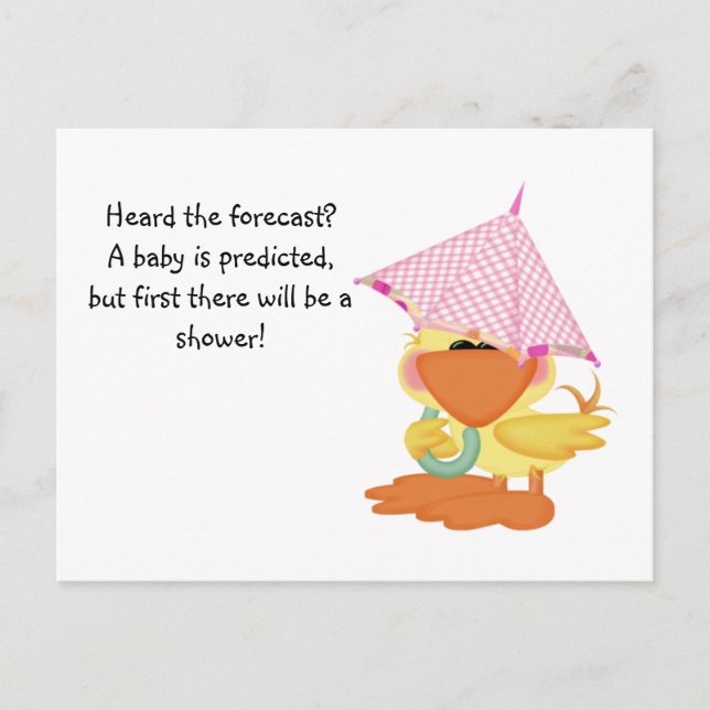 Anpassningsbar Baby Shower Inbjudan-Rosa Anka i Sp Inbjudan Vykort (Framsida)