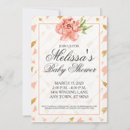Anpassningsbar Baby Shower Inbjudan, Rosa- och Gul Inbjudningar