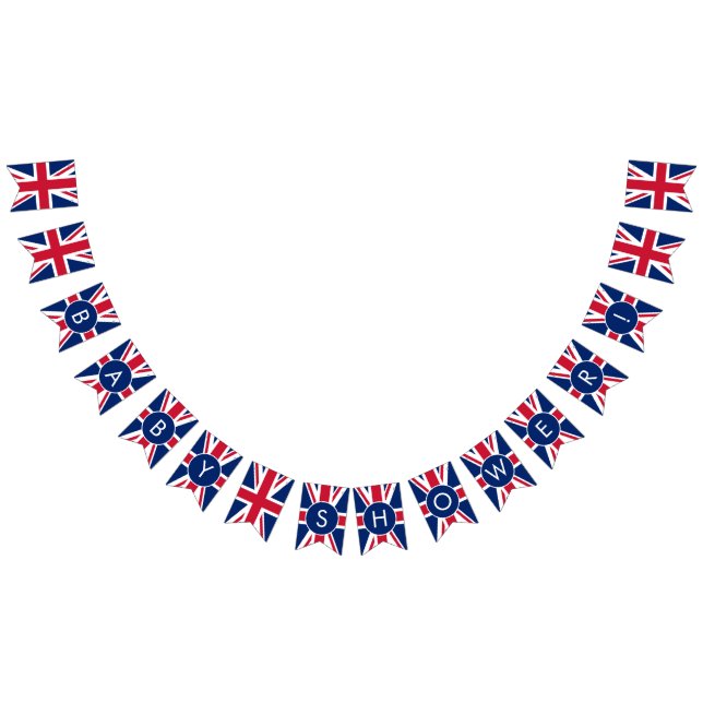 Anpassningsbar Baby Shower Union Jack Vimplar (Alla)