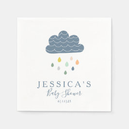 Anpassningsbar Baby Shower Whimsical Cloud Raindro Pappersservett