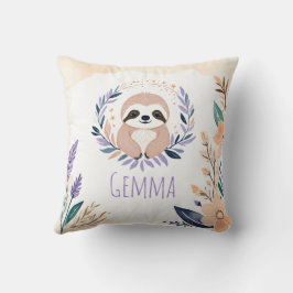 Anpassningsbar Baby Sloth Pillow Boho Blommigt Des Kudde
