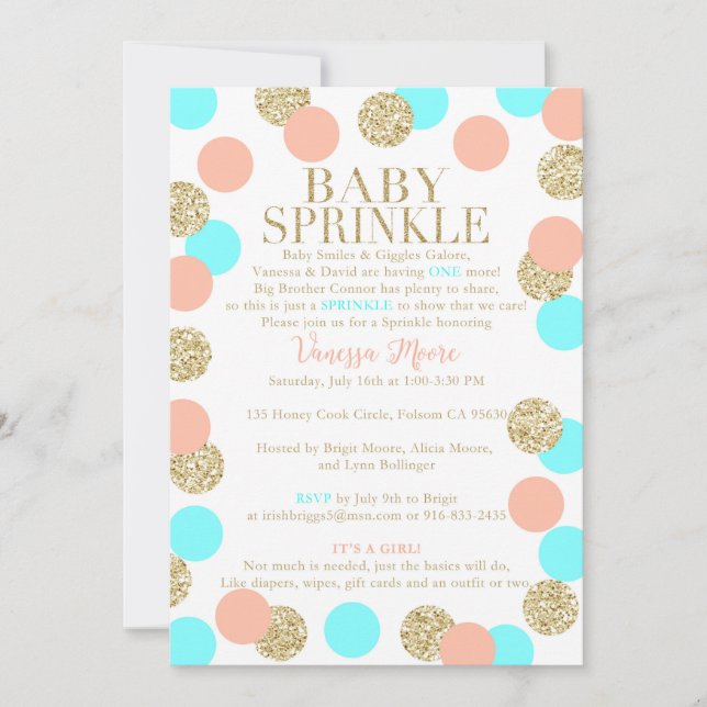 Anpassningsbar Baby Sprinkle Inbjudningar (Framsida)