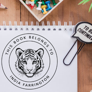 Anpassningsbar Baby Tiger i Bok Tillhören till Bar Stämpel