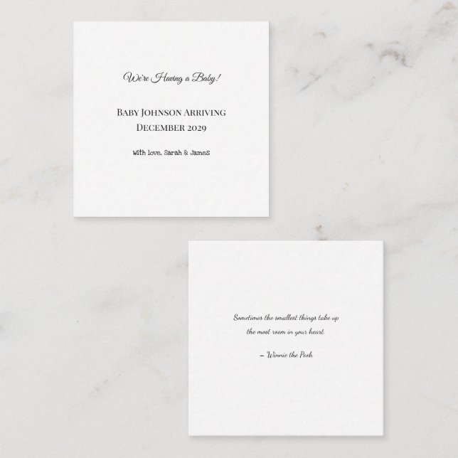 Anpassningsbar Baby-vykort Fyrkantigt Visitkort (Fram/baksida)