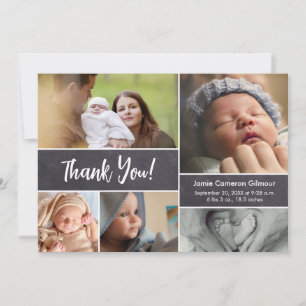 Anpassningsbar Babydusch Birth Stat Photo collage Tack Kort