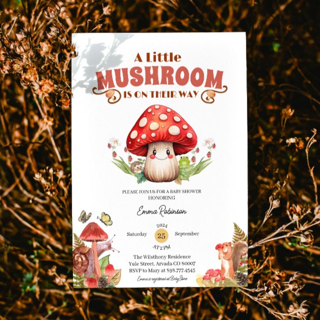 anpassningsbar babydusch för små musslor, fjäril inbjudningar (mushroom baby shower baby shower invitations)