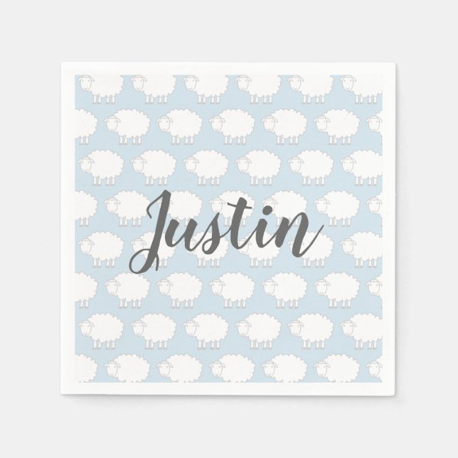Anpassningsbar babydusch party blöjor med söta får pappersservett (Framsidan)