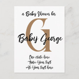 anpassningsbar Babyduschmonogram namn minimal inbj Vykort